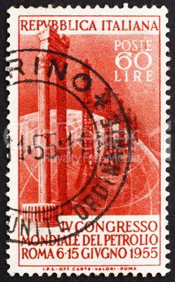 Postage stamp Italy 1955 Marble Columns and Oil Field on Globe