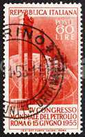 Postage stamp Italy 1955 Marble Columns and Oil Field on Globe