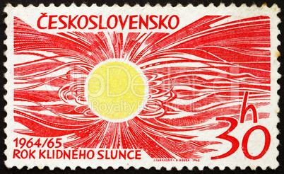 Postage stamp Czechoslovakia 1965 Sun, Space Research