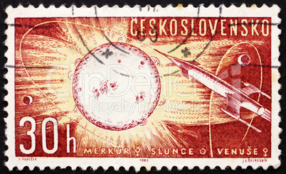 Postage stamp Czechoslovakia 1963 Rocket to the Sun