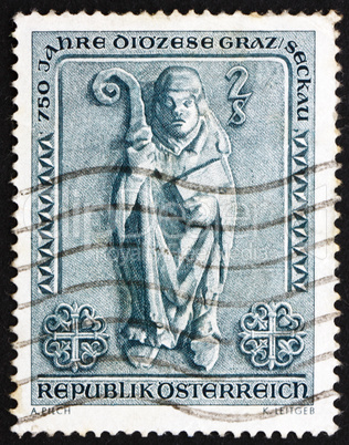 Postage stamp Austria 1968 Bishop, Romanesque Bas relief