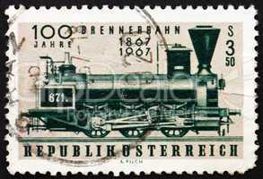 Postage stamp Austria 1967 First Locomotive Used on Brenner Pass