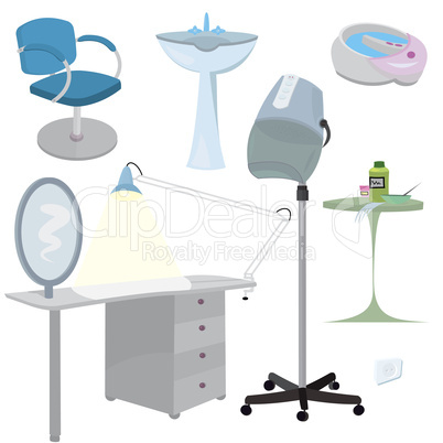 Beauty salon furniture  icon set