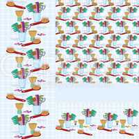 Beauty salon combs and brushes  horizontal and vertical  seamless pattern