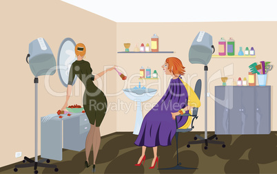 Beauty salon  worker is applying hair dye