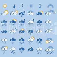 weather icon set  for web design on blue background