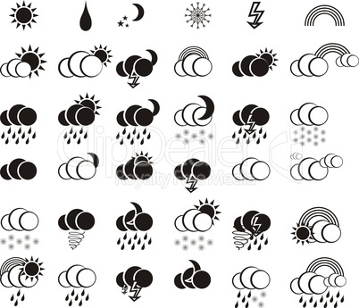 weather black and white  icon set  for web design