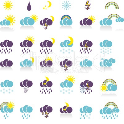 weather  icon set  for web design with shadow