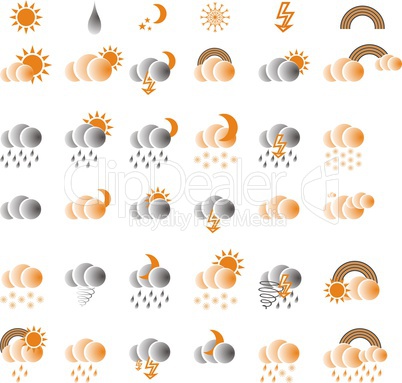 weather orange and grey icon set  for web design