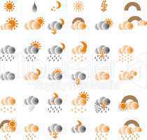 weather orange and grey icon set  for web design