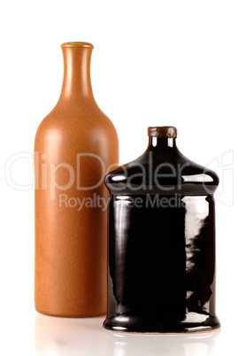 Two decorative bottles isolated on white