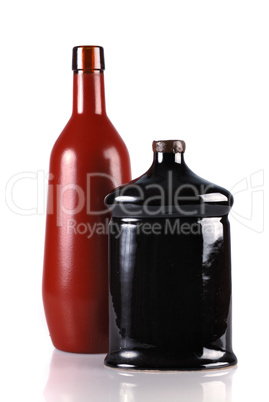 Two decorative bottles isolated on white