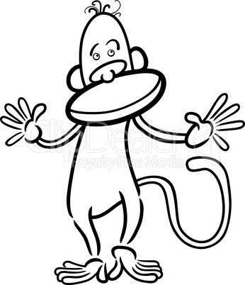 monkey cartoon illustration for coloring