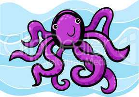 cartoon illustration of cute octopus