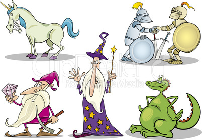 Cartoon Fantasy Characters Set