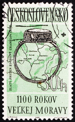Postage stamp Czechoslovakia 1963 9th Century Ring, Moravia