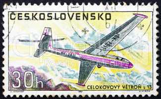 Postage stamp Czechoslovakia 1967 Glider L-13, Airplane