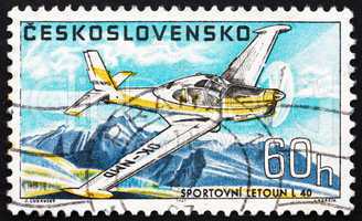 Postage stamp Czechoslovakia 1967 Sports Plane L-40, Airplane