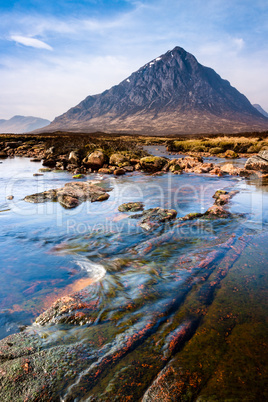 Scottish highlands scene with landscape mountain and river