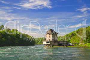 The castle Worth on the Rhine Falls. Northern Switzerland .Europ