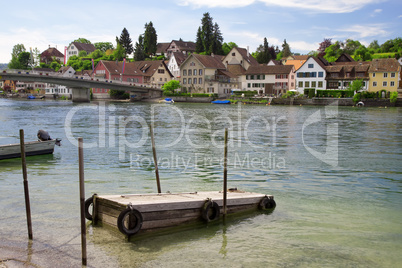 Mooring for boats on the river Rhine.