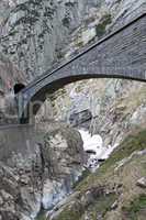 Devil's bridge at St. Gotthard pass, Switzerland. Alps. Europe