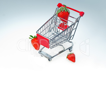 strawberry on shopping cart