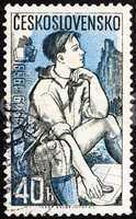 Postage stamp Czechoslovakia 1959 Pioneer Studying Map