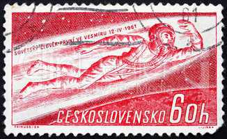 Postage stamp Czechoslovakia 1961 Man Flying into Space