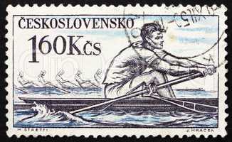 Postage stamp Czechoslovakia 1959 Rowing, Olympic Sport