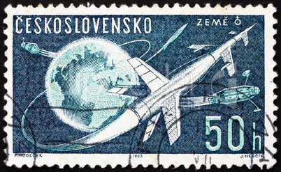 Postage stamp Czechoslovakia 1963 Rockets and Sputniks Leaving E