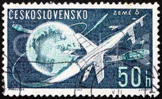 Postage stamp Czechoslovakia 1963 Rockets and Sputniks Leaving E