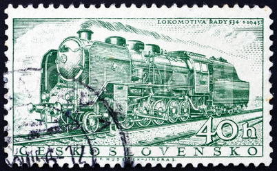 Postage stamp Czechoslovakia 1956 Steam Locomotive, 1945