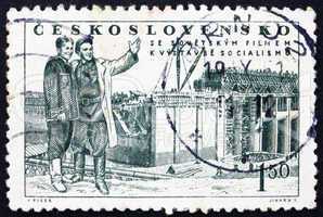 Postage stamp Czechoslovakia 1951 Scene from 'The Great Citizen'