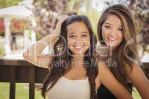 Attractive Mixed Race Girlfriends Smile Outdoors