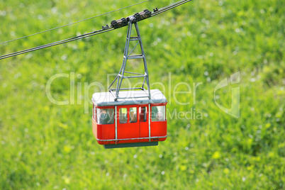 Cable car in Films Switzerland during the summer