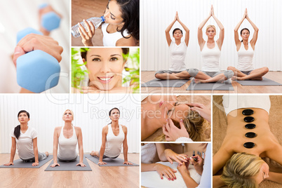 Healthy Lifestyle Montage Beautiful Women at Spa