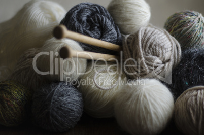 knitting needles and wool