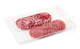 Slices Salami in container