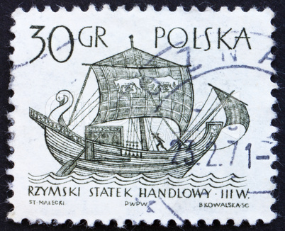 Postage stamp Poland 1963 3rd Century Merchantman, Ancient Ship
