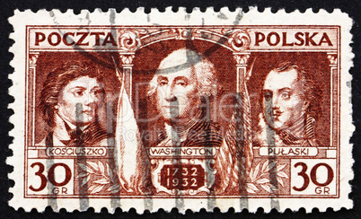 Postage stamp Poland 1932 Kosciuszko, Washington, Pulaski