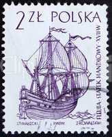 Postage stamp Poland 1964 Dutch Merchant Ship, Sailing Ship