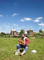 Man playing on psaltery