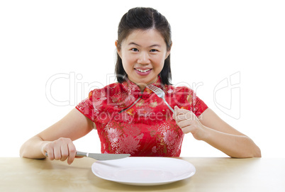 Eastern female western dining