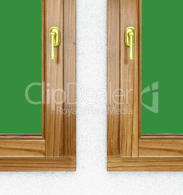 opposite windows in  polished wooden