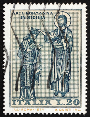 Postage stamp Italy 1974 Christ Crowning King Roger
