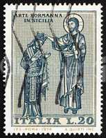 Postage stamp Italy 1974 Christ Crowning King Roger