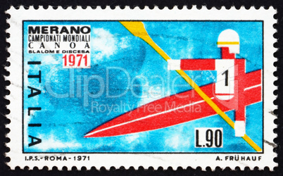 Postage stamp Italy 1971 Kayak in free Descent