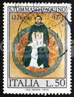 Postage stamp Italy 1974 St. Thomas Aquinas, by Francesco Traini