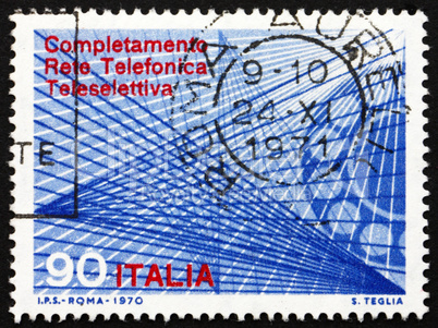 Postage stamp Italy 1970 Telephone Dial and Trunk Lines